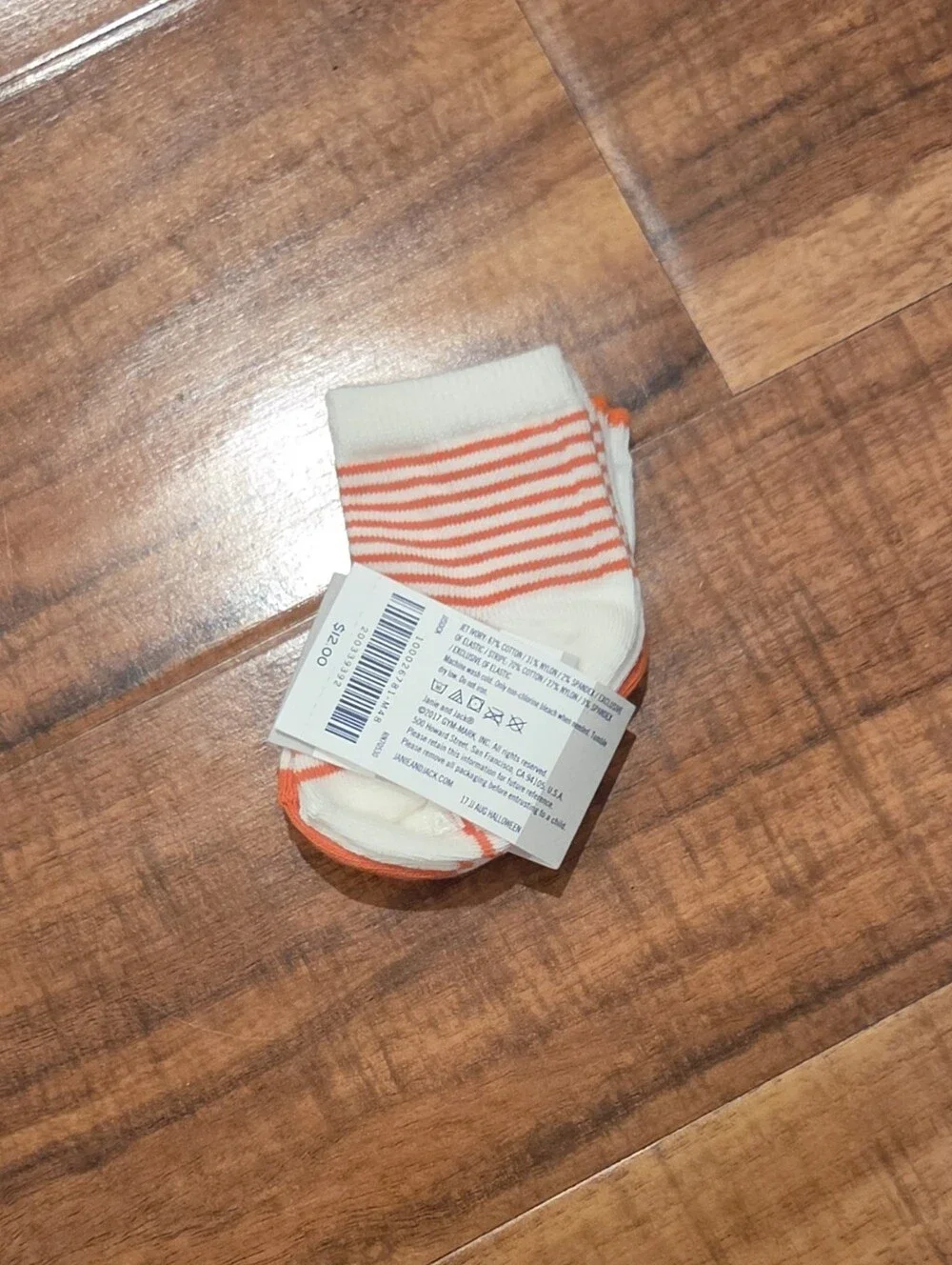 Janie and Jack NWT 0-3 Months 2-pack Halloween/Fall Socks - Pumpkin & Stripes